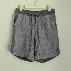 Athleta Women's 2 Shorts Heathered Gray 100% Linen Drawstring Longer Length